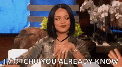 Woman Sitting At Table Saying I Gotchu GIF