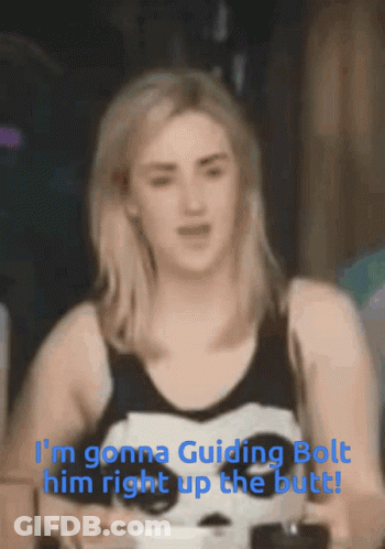 Woman Sitting At Table Saying I'm Gonna Guiding Bolt Him Right Up The Butt GIF