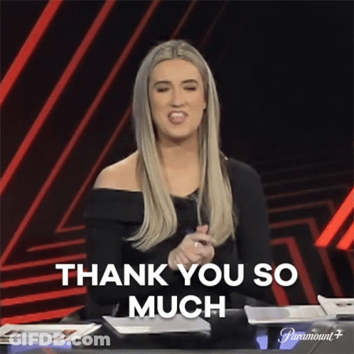 Woman Sitting At Table Saying Thank You GIF