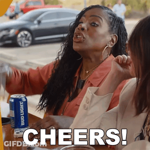 Woman Sitting At Table With Beer Can GIF