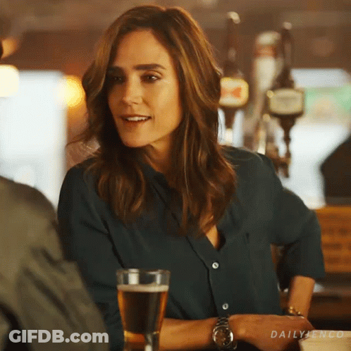 Woman Sitting At Table With Beer Daily Enco GIF