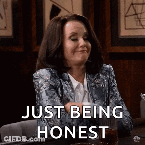 Woman Sitting At Table With Beer Saying Just Being Honest GIF