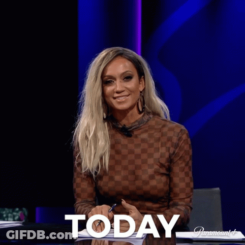 Woman Sitting At Table With Today GIF