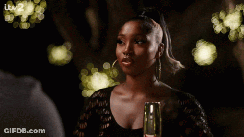 Woman Sitting At Table With Wine Glass Itv2 GIF