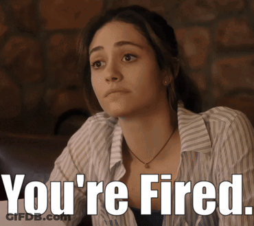 Woman Sitting At Table You Re Fired GIF