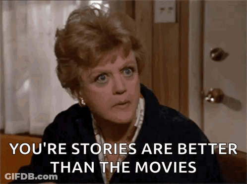 Woman Sitting At Table You're Stories Are Better Than Movies GIF