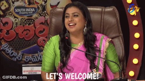 Woman Sitting Behind Microphone Welcome GIF