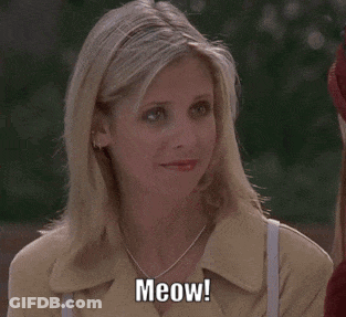 Woman Sitting Down Says Meow GIF