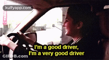 Woman Sitting In Back Seat Car Arms Up Caption When My Husband Drives GIF