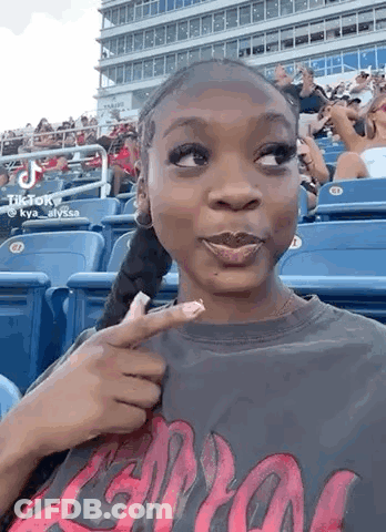 Woman Sitting In Baseball Stadium Stands GIF