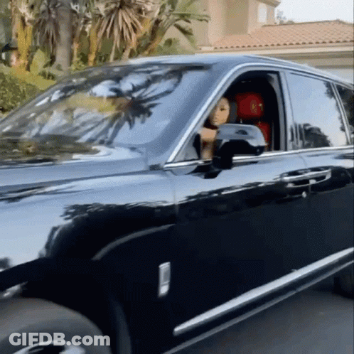 Woman Sitting In Black Rolls Royce GIF