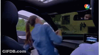Woman Sitting In Car Driver's Seat GIF