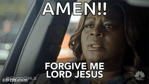 Woman Sitting In Car Saying Amen Forgive Me Lord Jesus GIF