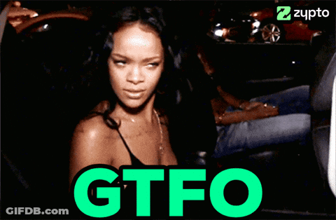 Woman Sitting In Car Saying GTFO GIF