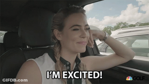 Woman Sitting In Car Saying I'm Excited GIF