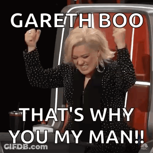 Woman Sitting In Chair Arms Up Saying That's Why You're My Man GIF