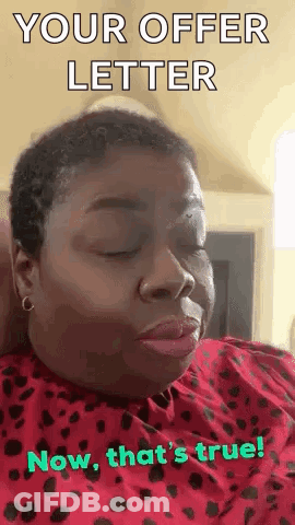 Woman Sitting In Chair Eyes Closed Your Offer Letter Now That's True GIF