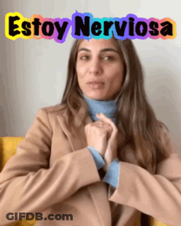 Woman Sitting In Chair Hands Folded Estoy Nerviosa Sign GIF
