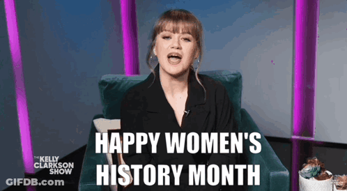 Woman Sitting In Chair Happy Women's History Month GIF