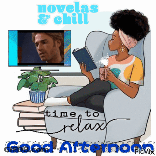 Woman Sitting In Chair Reading Book GIF