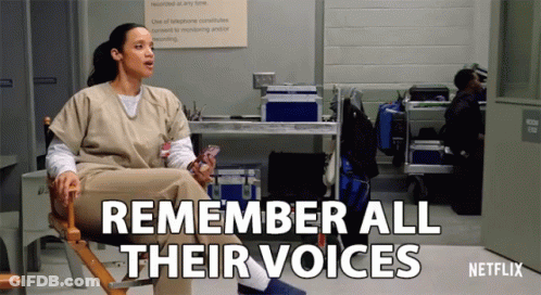 Woman Sitting In Chair Remembering Voices GIF