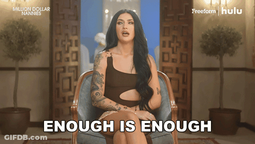 Woman Sitting In Chair Saying Enough Is Enough GIF