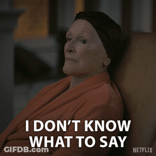 Woman Sitting In Chair Saying I Don't Know What To Say GIF
