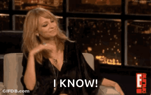 Woman Sitting In Chair Saying I Know GIF