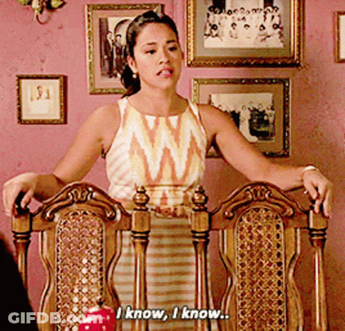 Woman Sitting In Chair Saying I Know I Know GIF