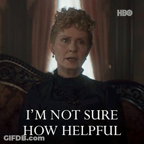 Woman Sitting In Chair Saying I'm Not Sure How Helpful GIF