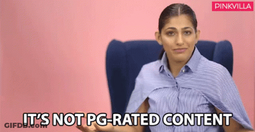 Woman Sitting In Chair Saying It's Not PG-Rated Content GIF