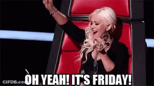 Woman Sitting In Chair Saying Oh Yeah It's Friday GIF