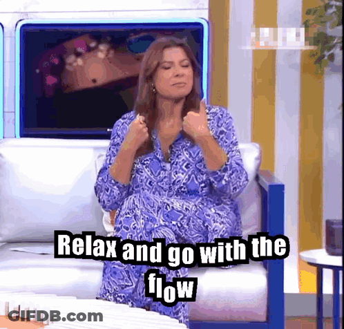Woman Sitting In Chair Saying Relax And Go With The Flow GIF
