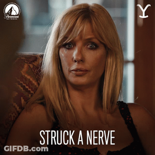 Woman Sitting In Chair Saying Struck A Nerve GIF