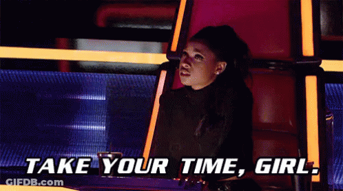 Woman Sitting In Chair Saying Take Your Time Girl GIF