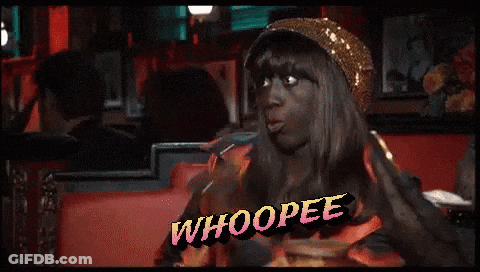 Woman Sitting In Chair Saying Whoopee GIF