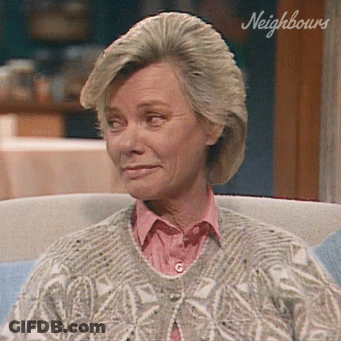 Woman Sitting In Chair With Neighbours GIF