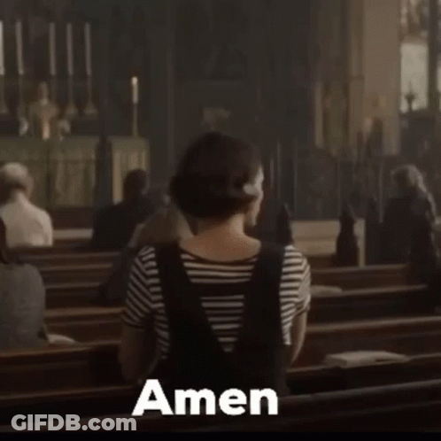 Woman Sitting In Church Saying Amen GIF