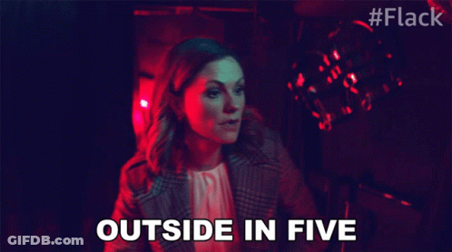 Woman Sitting In Dark Room Outside In Five GIF
