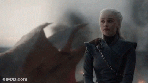 Woman Sitting In Front Of Dragon Game Of Thrones GIF