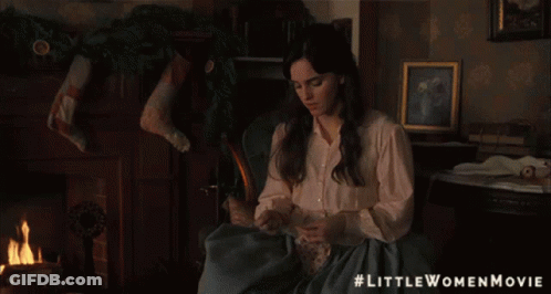 Woman Sitting In Front Of Fireplace Blessed GIF