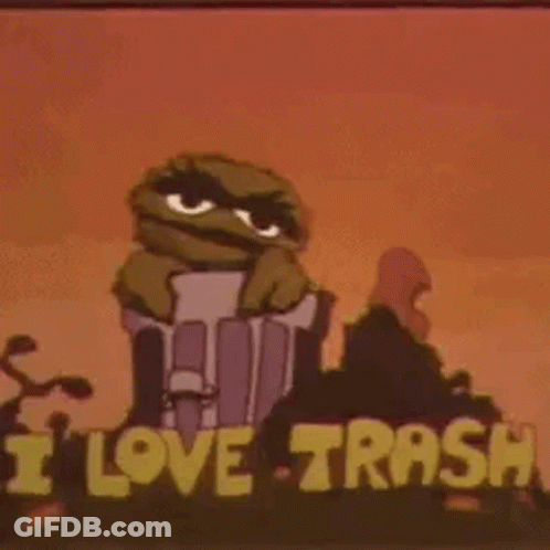 Woman Sitting In Front Of Garbage Time Sign GIF