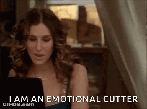 Woman Sitting In Front Of Laptop Saying I Am An Emotional Cutter GIF