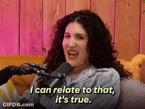Woman Sitting In Front Of Microphone I Can Relate GIF