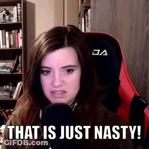 Woman Sitting In Front Of Microphone With Nasty Words GIF
