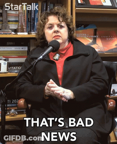 Woman Sitting In Front Of Microphone With That's Bad News GIF