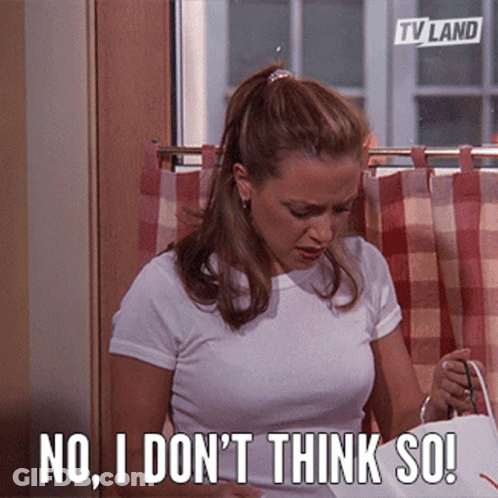 Woman Sitting In Front Of Window Saying No I Don't Think So GIF