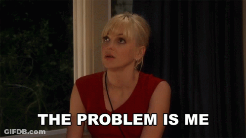 Woman Sitting In Front Of Window Saying The Problem Is Me GIF
