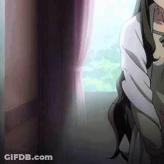 Woman Sitting In Front Of Window With Arms Around Shoulders GIF