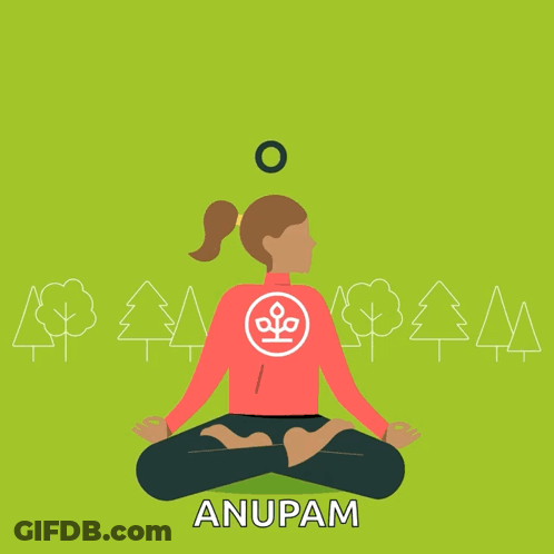 Woman Sitting In Lotus Position With Trees And Anupam GIF